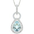 14k White Gold Aquamarine 1/4ct Diamond Pendant