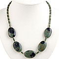 Forest Green Jasper and Silver Necklace