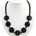 Black & White Sardonyx Silver Necklace