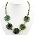 Green Quartz Gemstone and Silver Necklace