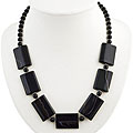 Square Black Sardonyx and Silver Necklace