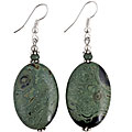 Forest Green Jasper and Silver Earrings