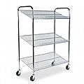 Mayline Three Shelf Wire Tote Cart for Mail Totes