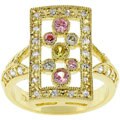 Goldtone Pave Cubic Zirconia Rectangle Ring