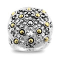 Two-tone Textured Dome Cubic Zirconia Ring