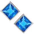 Sterling Silver Blue Cubic Zirconia Studs