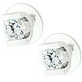 Silvertone Cubic Zirconia Stud Earrings