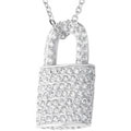 Sterling Silver CZ Pave Lock Necklace