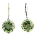 14k White Gold Round Green Amethyst Earrings