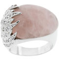 Silvertone Oversized Rose Quartz Cocktail Ring