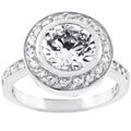 Sterling Silver CZ with Pave Sides Circle Ring