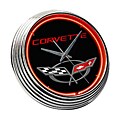 Neon Garage Clock with Corvette C5 Emblem