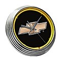 Neon Garage Clock with Chevrolet Bowtie Design