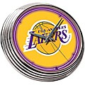Neon Garage Clock with Los Angeles Lakers Logo