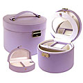 Purple Leather Round Jewelry Box