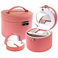 Pink Leather Round Jewelry Box