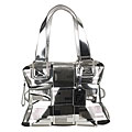 Fendi Silver Laminated Leather Woven Satchel