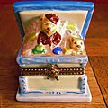 Limoges Hand-painted Blue Toy Box Keepsake Box