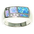 Sterling Silver Opal Cubic Zirconia Mosaic Ring