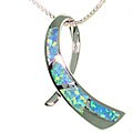 Sterling Silver Created Opal Ribbon Necklace
