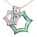Sterling Silver Created Opal CZ Sunburst Necklace
