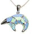 Sterling Silver Created Opal South West Necklace