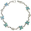 Sterling Silver Created Opal Butterfly Bracelet