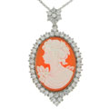 Charles Winston Simulated Cameo Pendant Necklace