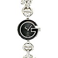 Gucci Women's Black Dial Steel Chain Watch