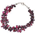 Wine Red Garnet Gemstone Teardrop and Silver Bead Bracelet