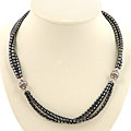 Three-strand Black Hematite and Silver Necklace