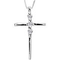 10k White Gold 1/6ct TDW Diamond Cross Necklace