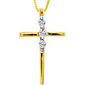 10k Yellow Gold 1/6ct TDW Diamond Cross Necklace