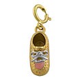 14k Yellow Gold Bootie Charm with Pink Enamel