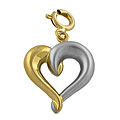 14k Two-tone Gold Puffed Heart Charm
