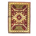 Indo Kazak Hand-knotted Burgundy/Ivory Rug (5' x 8')