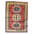 Indo Kazak Hand-knotted Red/Ivory Rug (5' x 8')