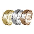 Geneva Platinum Metal Link with Leather Watch