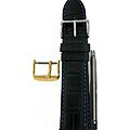 Black Genuine Calfskin Leather 22mm Watch Strap Kit