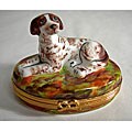 Limoges Hand-painted Hunting Dog Keepsake Box