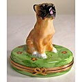 Limoges Hand-painted Boxer Dog Keepsake Box