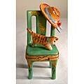 Limoges Hand-painted Cat on Chair Keepsake Box