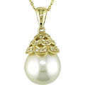 14k Yellow Gold South Sea Pearl Diamond Necklace