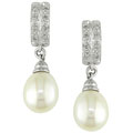 10k White Gold Freshwater Pearl Earrings