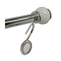 Finial Chrome and White Shower Rod and Hook Set