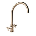 Arched Satinless Steel Dual Handle Kitchen Faucet