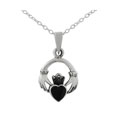 Sterling Silver Black Onyx Claddagh Necklace