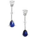 Sterling Silver Dangling Blue CZ Teardrop Earrings