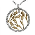 Sterling Silver Two-tone Circled Roses Necklace