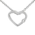 Sterling Silver Heart with Single CZ Necklace